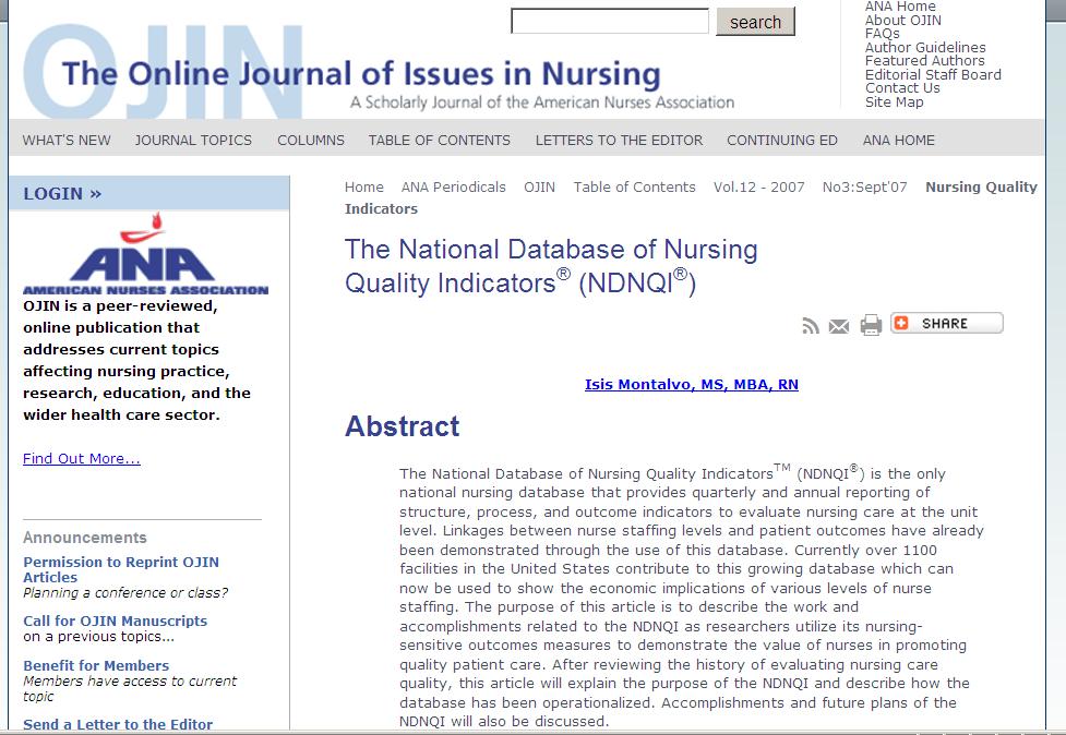 Accessed 2015/9/8 http://www.nursingworld.