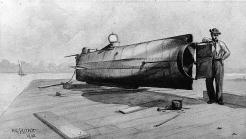 The Hunley, the first submarine ever used during combat in the United States, was a Confederate submarine that sank two times and went through two crews before the third and final sinking that left
