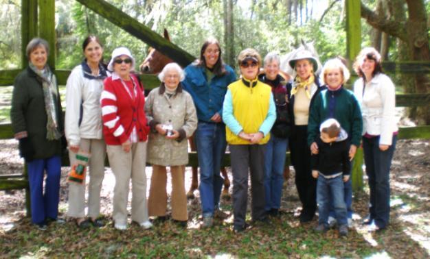 The group toured the stables and pasture, admiring the horses and other animals that have been rescued by the Murrah s and then enjoyed a delicious lunch at Barbara s home.