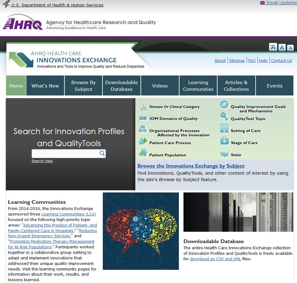 What is the AHRQ Health Care Innovations Exchange?