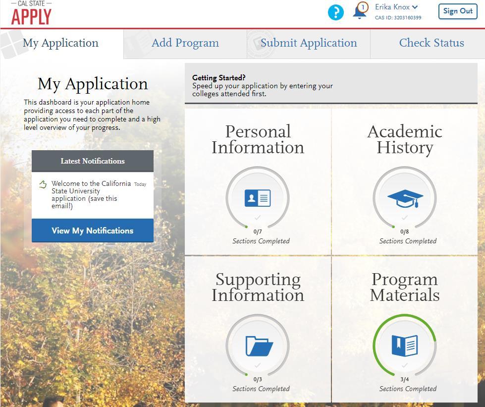 Application Dashboard Campus CSU Application Questions