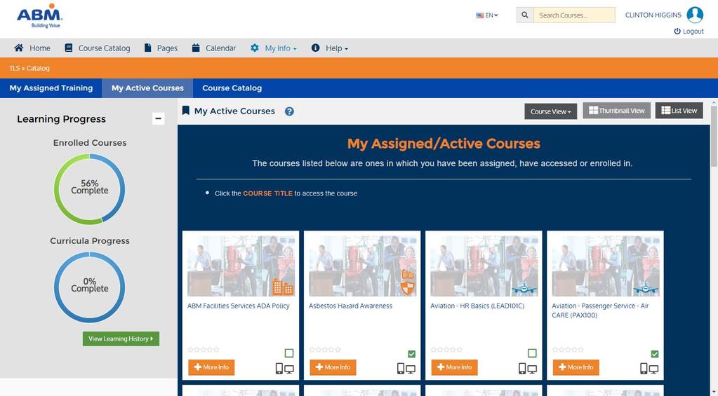 My Active Courses My Active Courses This tab lists all of