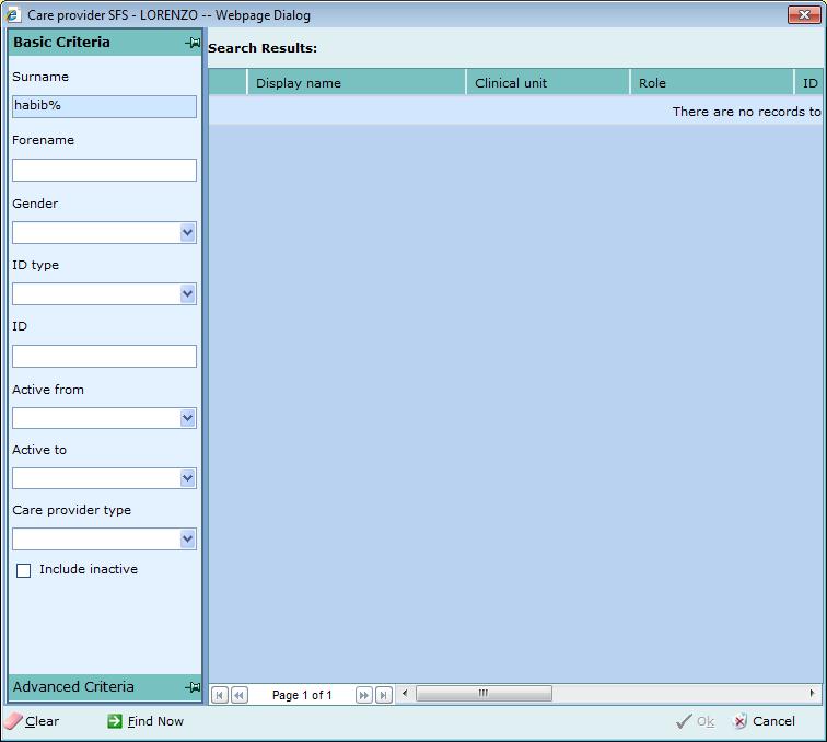 13. On return to the Access Planning search screen, the patient s details have now populated the Patient ID field. 14.