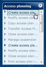 4. Select Create access plan 5. The road map is displayed at the top of the Patient search screen 6. Patient search screen is displayed, the Search criteria defaults to Advanced search faux tab 7.