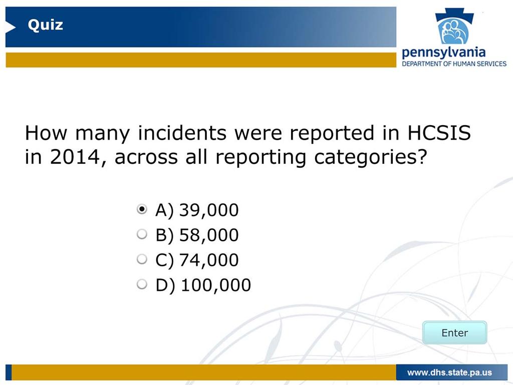 15 Here s the next question how many incidents were reported in HCSIS in 2014 across