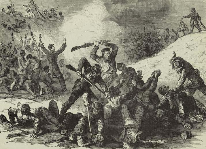 VOLUME 15, ISSUE 2 SHERIDAN S DISPATCH PAGE - 5 - Fort Pillow Massacre The Fort Pillow Massacre in Tennessee on April 12, 1864, in which more than 300 African-American soldiers were killed, was one