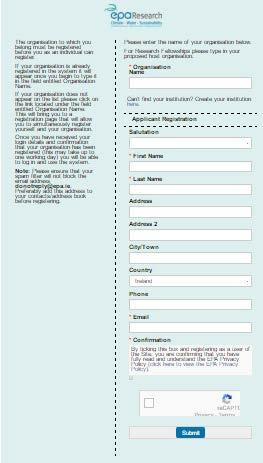 3. The Applicant Registration page will be displayed, as shown in the screenshot below: 4.
