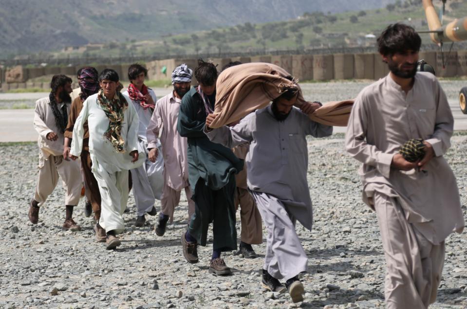 Afghan Local Police recruits arrive on Forward Operating Base Bostic, Kunar province, Afghanistan, April 18, 2013.
