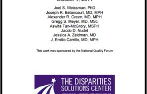 Healthcare Disparities Measurement Provided guidance to the National Quality Forum Steering Committee charged with selecting and