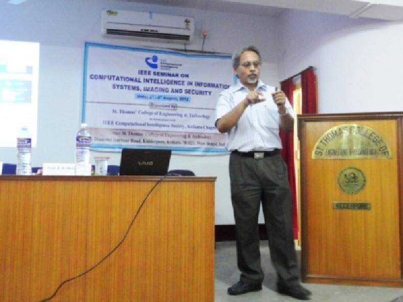 Prof. Bhargab B.Bhattacharya explaining his technical talk Prof. Ajoy Kumar Ray is being offered a memento by Dr.