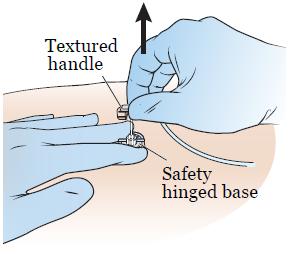 15. Once the heparin syring e is attached to the clave, use the push/pause method to flush the tubing with the heparin. Inject ⅓ of the heparin at a time. Do this the same way you injected the saline.