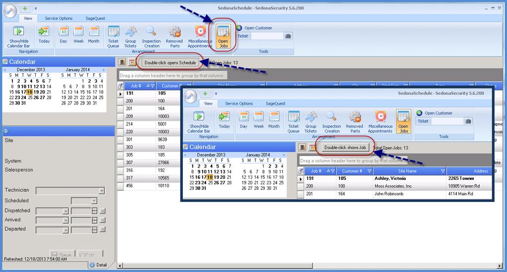 Job Scheduling/Viewing Functionality Open Job List The Open Job List is accessed by clicking on the icon located in the Arrangement group of the Ribbon.
