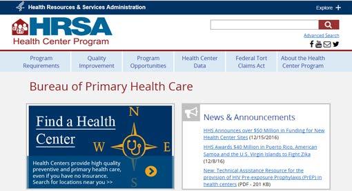Health Center Program Resources Website: bphc.hrsa.