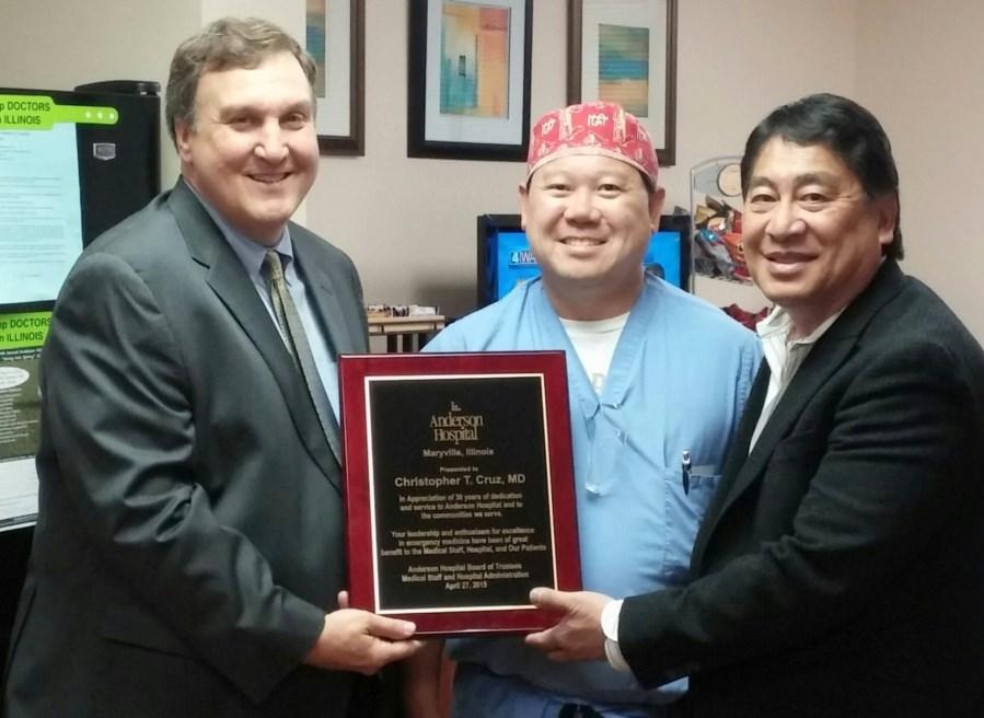 Thank You Dr. Cruz for your 30 Years of Service In April we said goodbye to ER Physician, Dr. Chris Cruz.