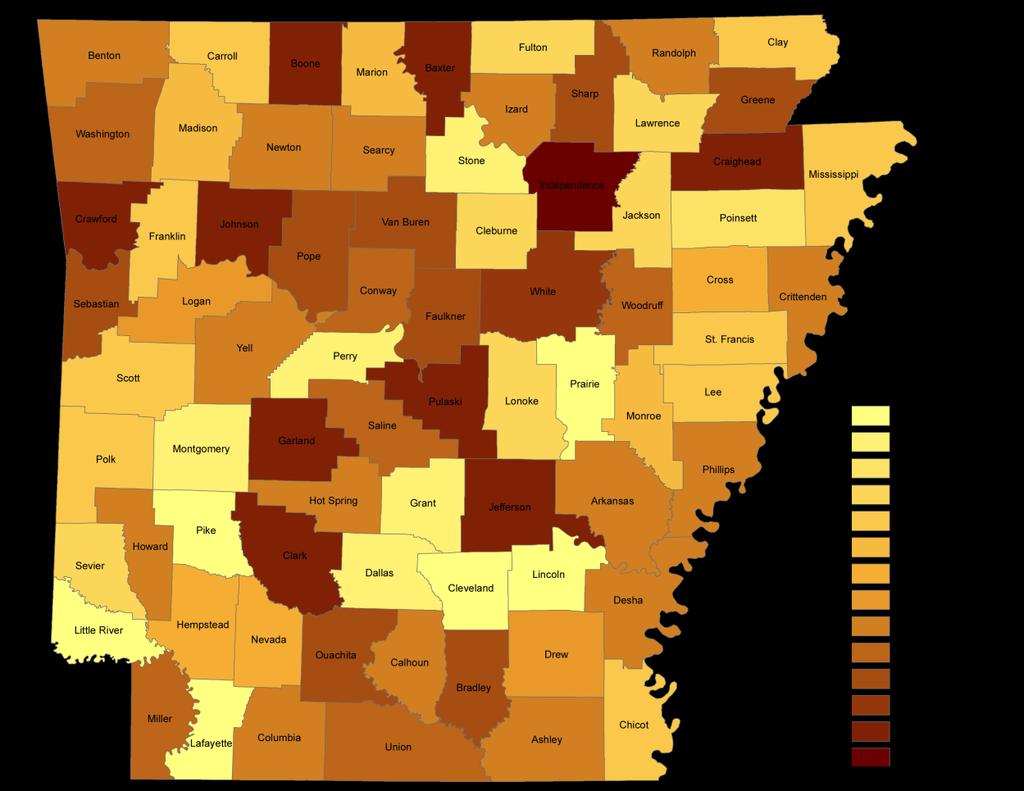 Figure 10. Employment as a Percentage of Available Labor Force, 2010. Arkansas nonprofit organizations contribute much to the state s economy through wages provided to their employees.