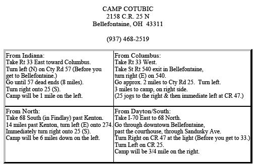CAMP COTUBIC Coonskin Cap Brigade Junior Anglers of Ohio