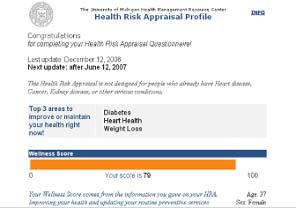 Integrated with personal health record Members personalized report includes: Overall wellness score Top