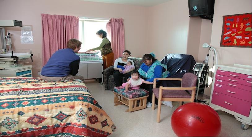 New mothers in the birthing room at the Kitikmeot Birth Centre in