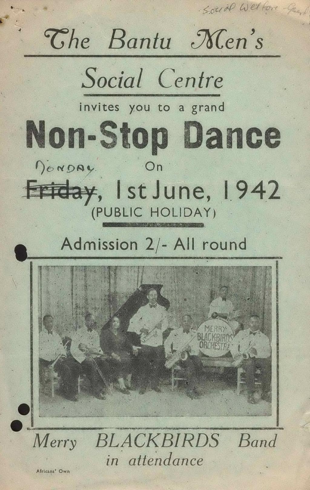 ^Uhe Bantu <%Zen s Social Centre invites you to a grand Non-Stop Dance On fey-, I stjune, 1942 ( P