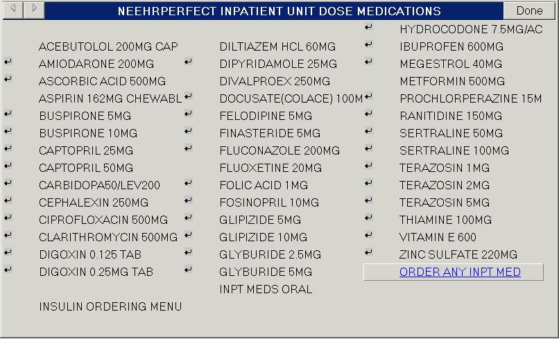 2. Go to the Orders tab. Select the Order Menu that is needed to complete the order. In this example, we will be ordering an Inpatient unit dose med for a patient chart. 3.