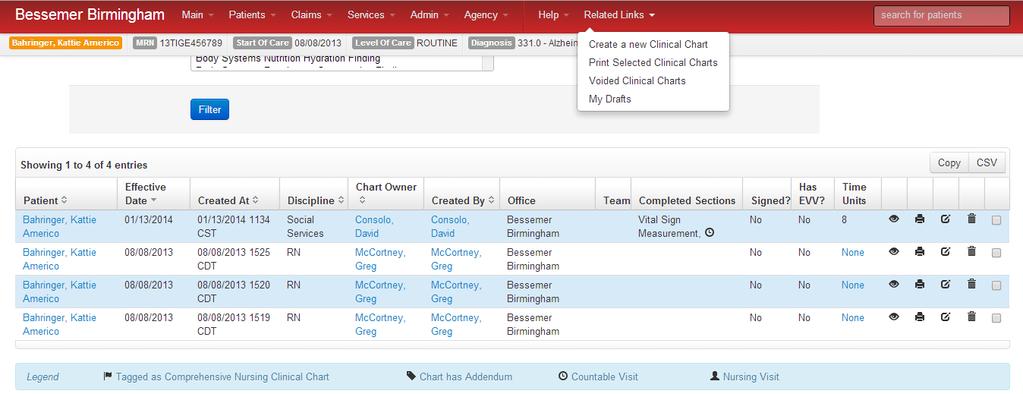 click Create a new Clinical Chart under Related Links: