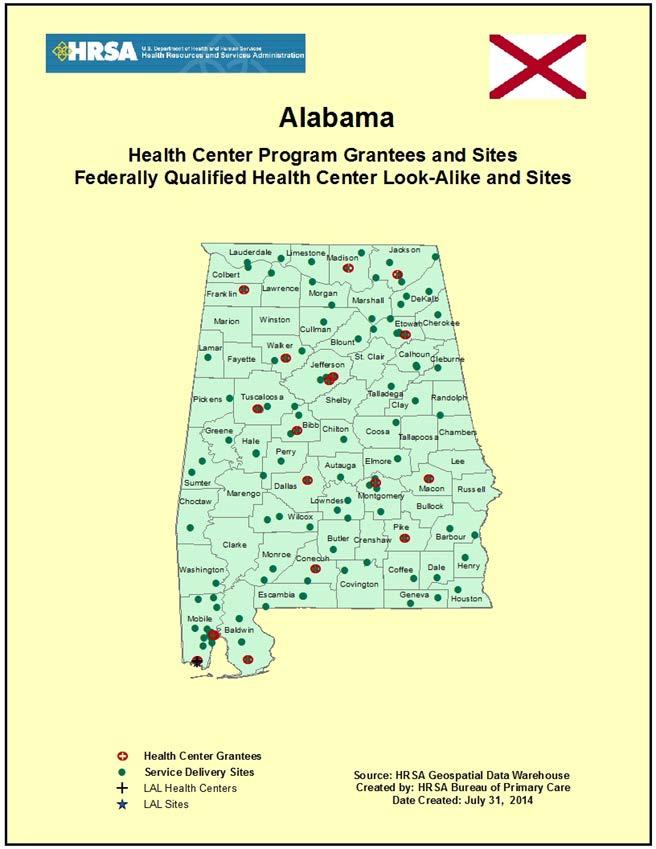 AL State Health Centers Increase Access - Calendar Year 2013 Source: Uniform Data System, 2013 AL State Health Centers 14 Grantees 1 Look Alikes In 2013, 14 Health Center Grantees Served 330,401