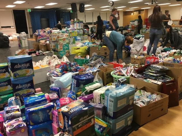 Ralphs Supermarkets sent an 18-wheeler from their distribution center in Riverside filled with food, hygiene products, and baby food.