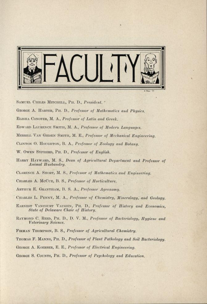 A fcla.r '?0 SAMUEL CHILES MITCHELL, PII. D., President. GEORGE A. IIARTER, PII. D., Professor of Mathematics and Physics. ELISHA CONOVER, M. A., Professor of Latin and Greek.