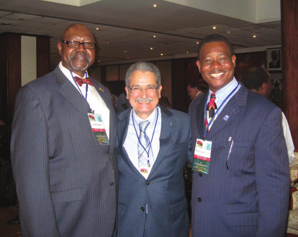 From left, past Sister Cities International President Sherman Banks, Moroccan SCI liaison Boubkar Mazoz, and Prince Kwame Kludjeson, AGSC President Chair and Ghanaian businessman.