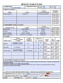 ICS Form 206 Medical Plan ICS Form 206 Medical Plan Medevac procedures Locations of facilities Travel times to medical facilities (air, ground) Visual 3-10 ICS Form 206 informs everyone at the