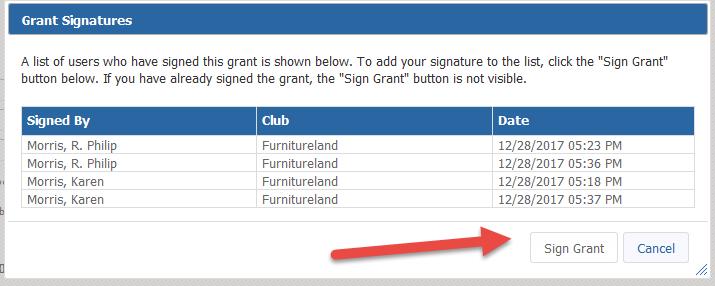 DACdb Grants Module Club Process 1. Club signers and club contacts have received an email telling them that the Final Report is ready to be signed.