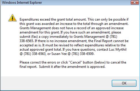 Submitting a Final Report If funds expended is greater than funds