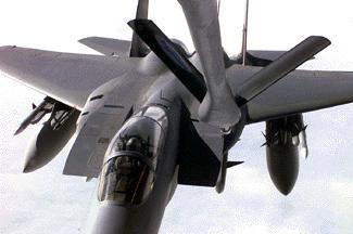 The limited range of fighter aircraft demands air refueling support for non-stop deployments.