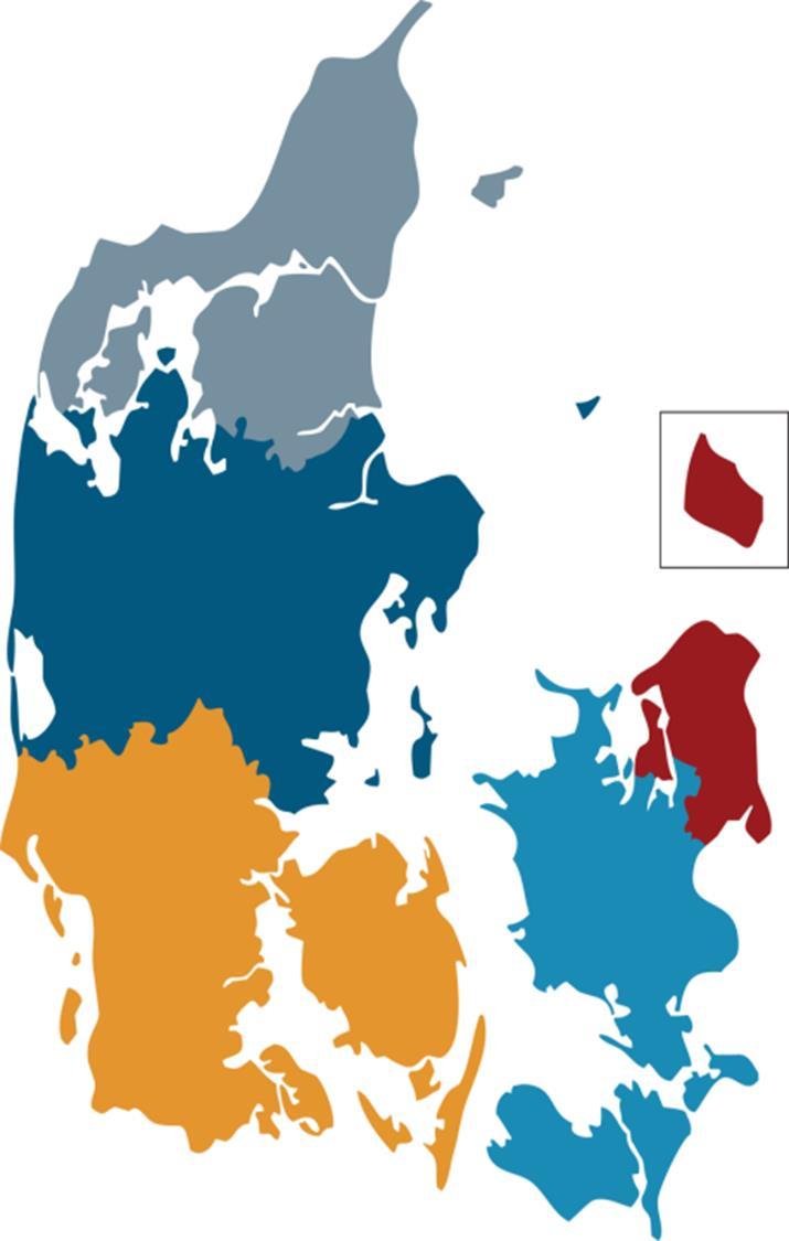 Overview of the Danish health sector 5 regions Public Health Insurance 63 (41) Public hospitals: 21000 Beds 3400 GPs (2000 clinics) Private