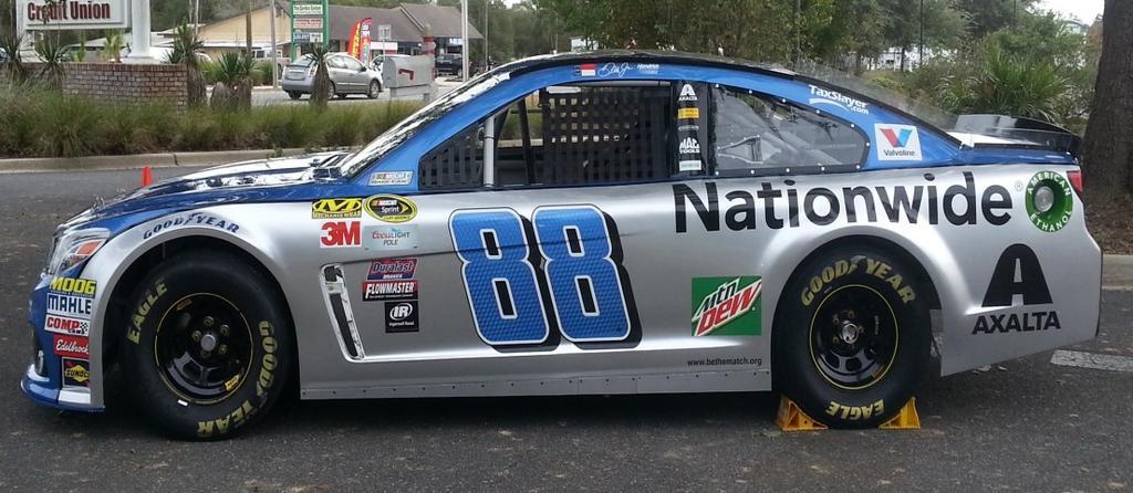 #88 Nationwide NASCAR Show Car sped around the track into Wakulla County yesterday all the way from North Carolina as part of the October Wakulla Chamber Business After Hours Event hosted by