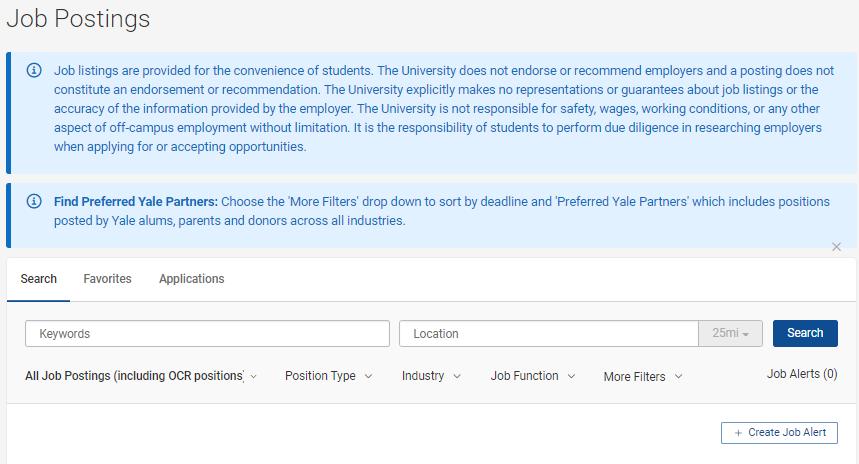 Some positions in Yale Career Link are posted directly by the employer, while others are posted as part of the On-Campus Recruiting Program.