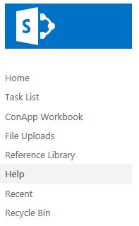 Help Section There is a Help section available to walk users through the steps to use each section of the SharePoint website