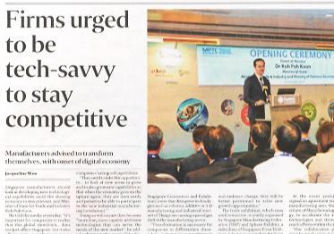 The article also touched on the other initiatives announced by Mr Iswaran, including the SIMTech-Applied Materials joint R&D collaboration, MOU signing between SIMTech and Singapore Precision
