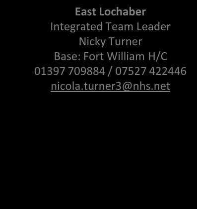 West District East er Nicky Turner 01397 709884 / 07527 422446 nicola.turner3@nhs.
