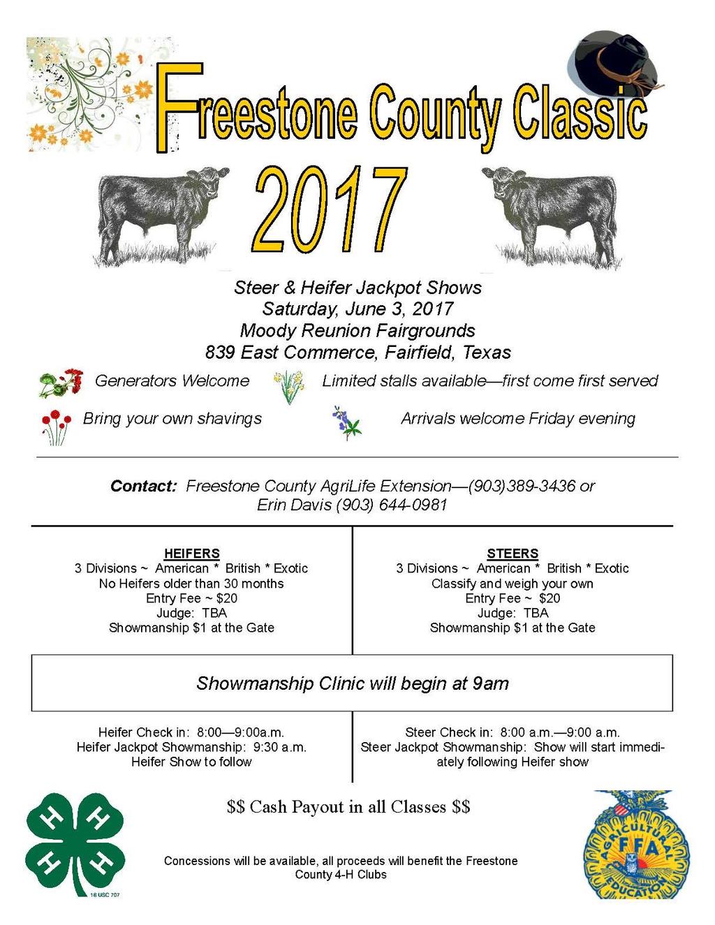 District 8 Horse Show Monday & Tuesday, June 19th & 20th, 2017 Located at the Bell County Expo