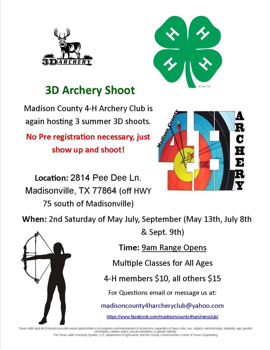 Callahan County Archery Shoot Summer Blast 17 Date & Location : June, 3 2017, at the Callahan County Shooting Range We are offering Field Archery, cost will be $20.00. Pay the Day of the Shoot.