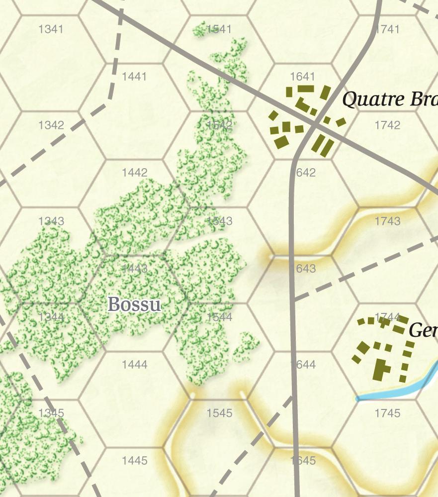 Combat Example It is the French combat phase and four attacks are being made. Three units are attacking Bylandt (1) in hex 1643. Pelletier is not bombarding because it is adjacent to the defender.
