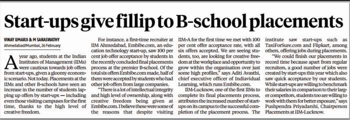 Page 13 Name of the Publication : Business Standard : All Date : 27/02/14 : IIMs may skip fee hike this year or increase marginally : Now, crowdfunding for college fests?