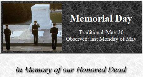 Memorial Day Thoughts & Prayers Memorial Day was originally called Decoration Day, is a day of remembrance for