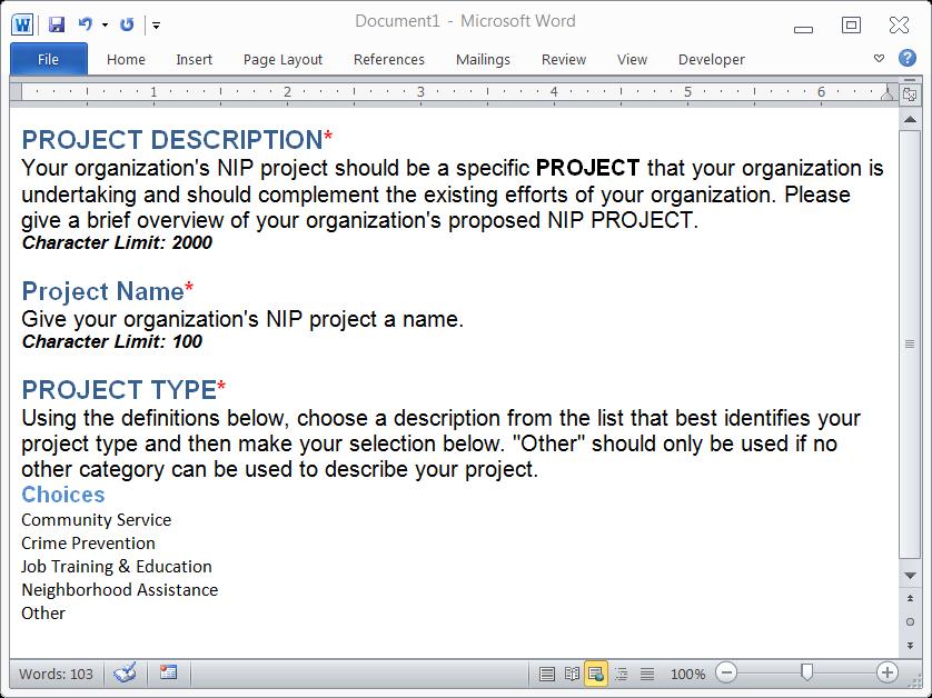 NIP Project Information We will publicize your