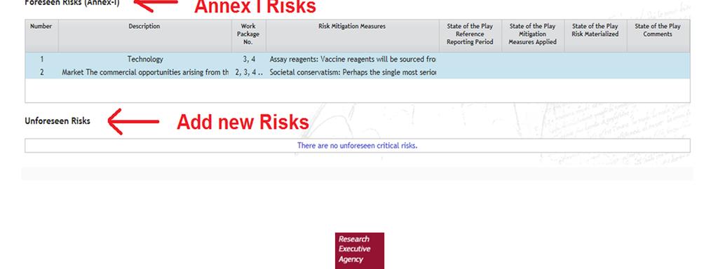 implemented and if the risk materialised (the risk is opened by clicking on the "Actions"