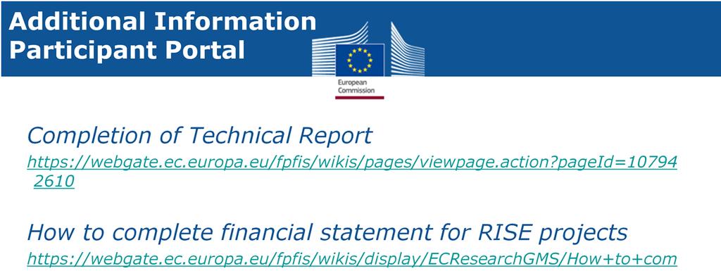 Completion of Technical Report https://webgate.ec.europa.eu/fpfis/wikis/pages/viewpage.action?