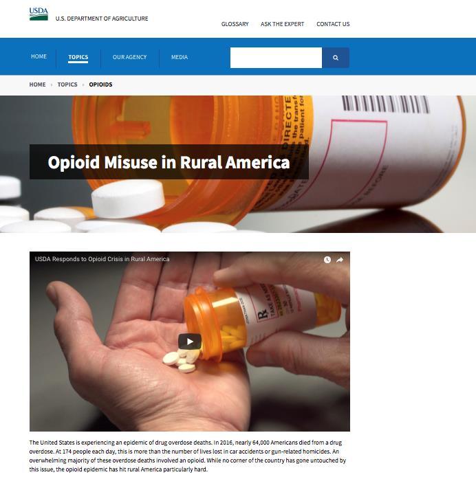 Additional Federal Focus on Opioid Issues USDA Rural Development Capital Resources Distance