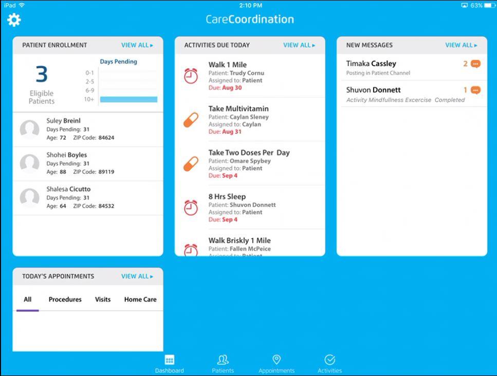 Care Coordination Care Coordination is a mobile, tablet based application, used at the point of care by care coordinators and team members to organize patient interventions including shared decision