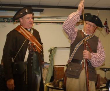 Chapter members also dressed up some of the students while giving their Revolutionary War in a trunk presentation. Three Compatriots of the Col.